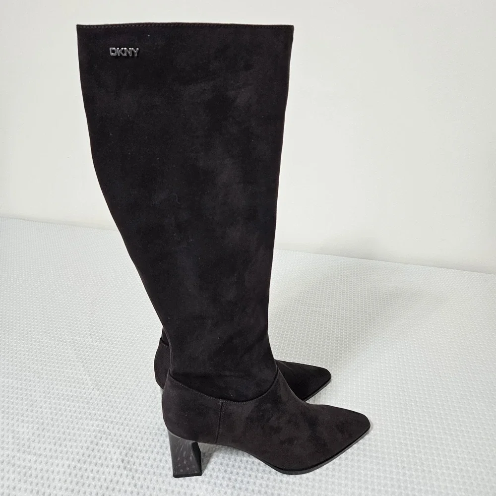 DKNY Womens‎ Knee-High Boots 8 Brown Faux Suede New